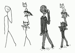 Mrsha towering over Moore Left: Me. Right: Brack.