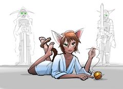 Revi going through a cat-beastkin phase, by mg