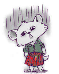 Mrsha wearing a Kilt, by Brack (7.50)