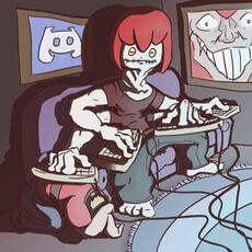 Pirateaba on a break, playing some relaxing games by Brack