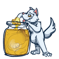 Mrsha stealing Apista's honey, by Nordink