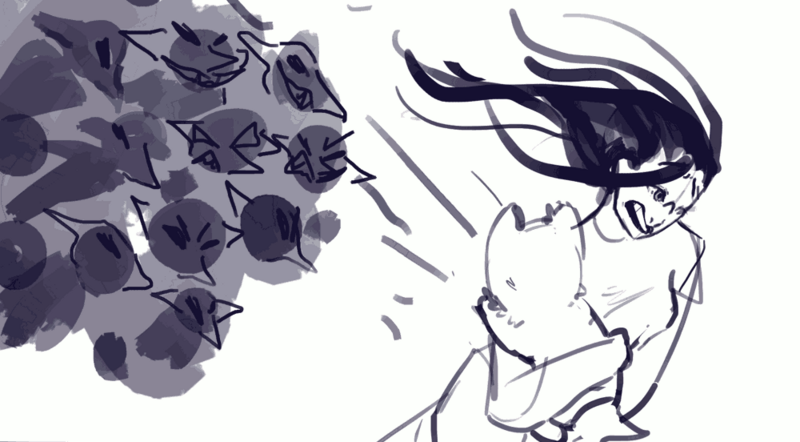 File:Ryoka rescuing Mrsha by LiRe.png