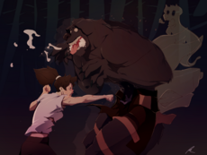 Erin minotaur punching Brunkr by Pkay (2.26)