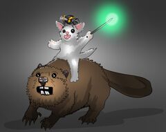 Apista riding Mrsha (riding a beaver)