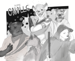 Gnolls from left to right: Xherw, Merish, Lehra, Wer, Xif