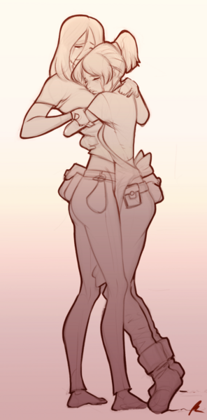 File:Erin hugging Ryoka by pkay.png